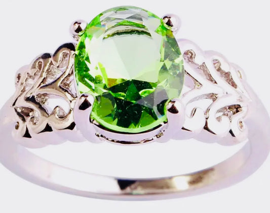 August Peridot Birthstone Ring