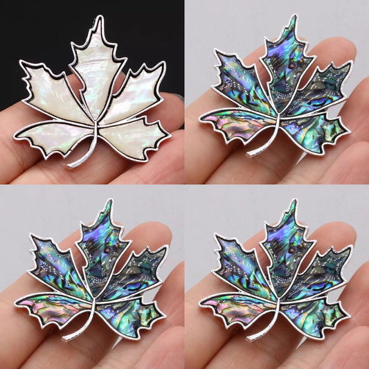 Maple Leaf Shell Brooches