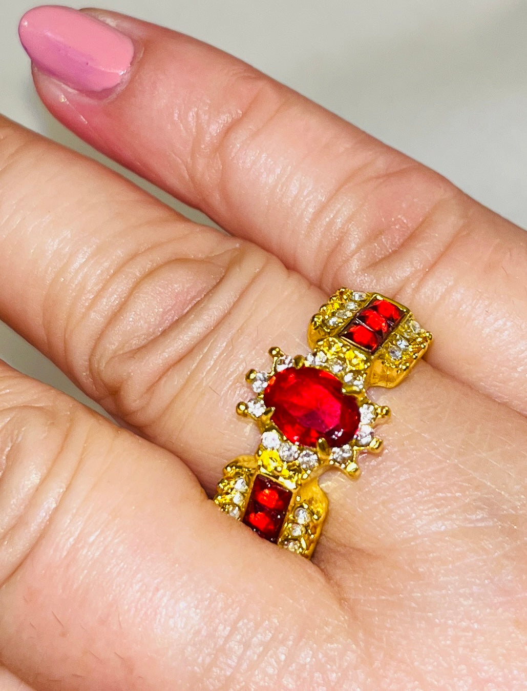 Brassy & Sassy Red CZ Ring