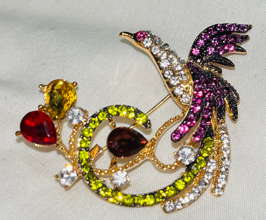 Crystal Bird Brooch