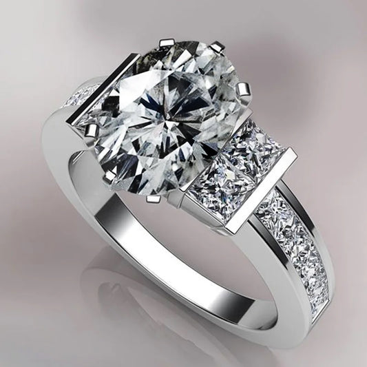 Triple CZ Stone Micro-Paved Brilliant Ring