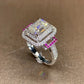 925 Silver White/Rose Red AAA Cubic Zirconia Engagement Ring