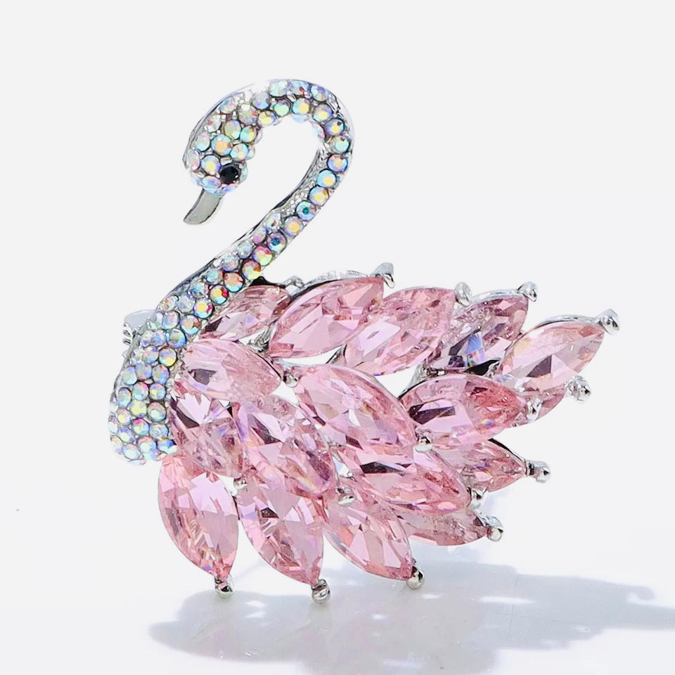 Crystal Swan Brooch