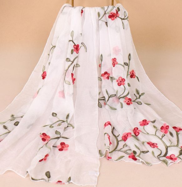 Embroidered Chiffon Scarves