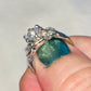 AAA CZ Solitaire Flower Leaf Accent Ring