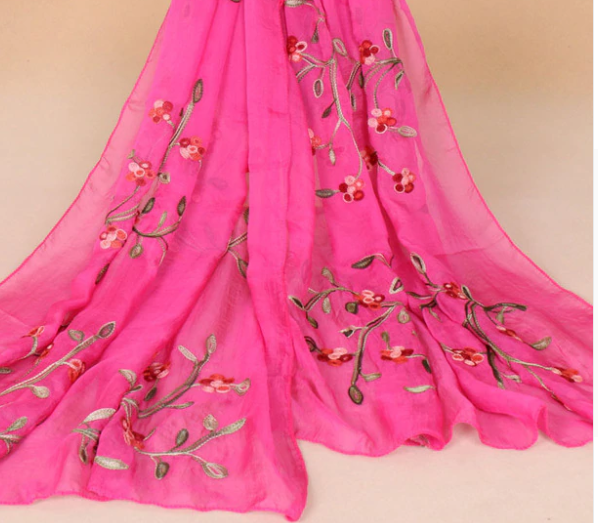 Embroidered Chiffon Scarves