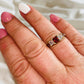 Red & White Square Cut CZ Ring