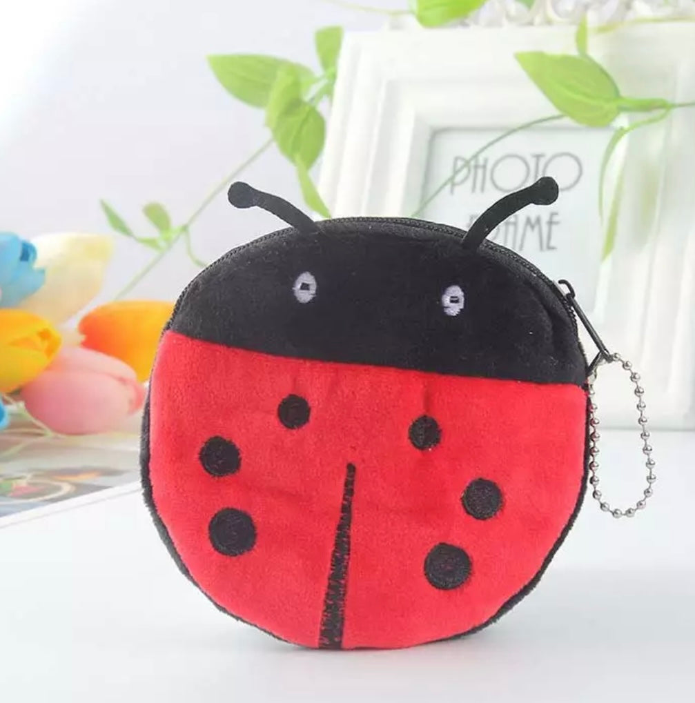 Short Plush Zippered Coin Purse