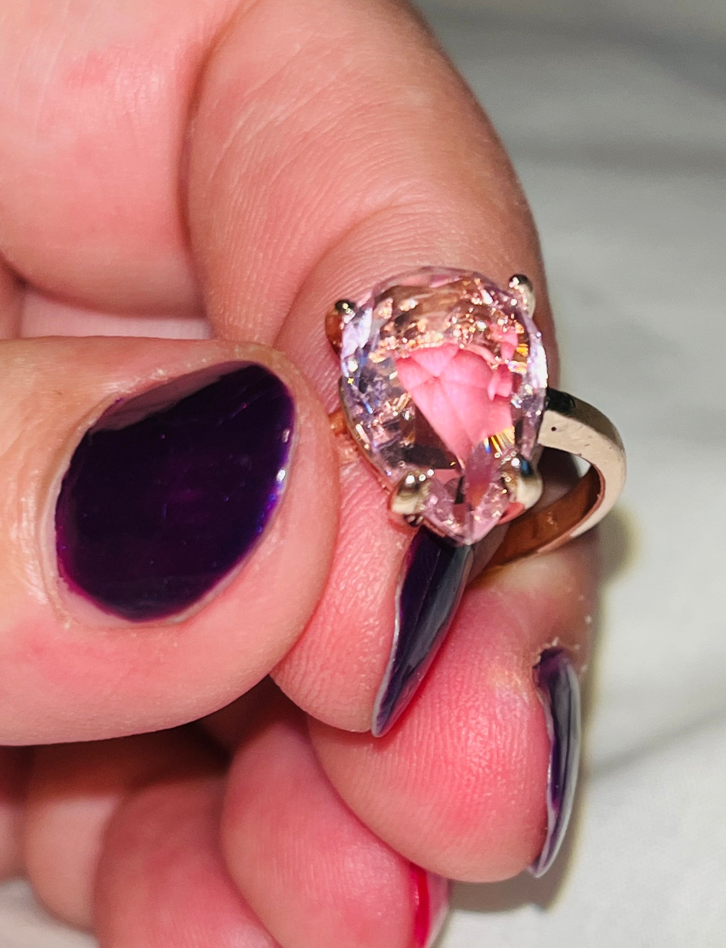 Pink Pear CZ Ring