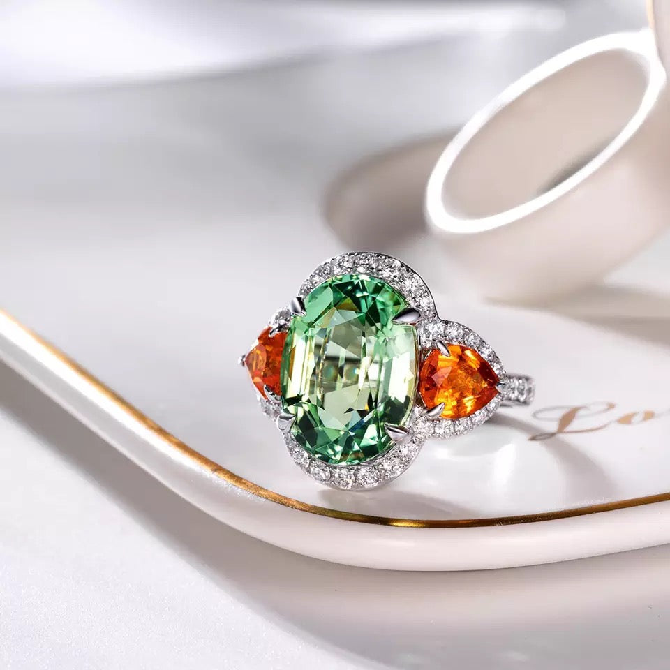 Socialite Style Green Simulated Tourmaline Ring