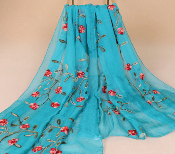 Embroidered Chiffon Scarves