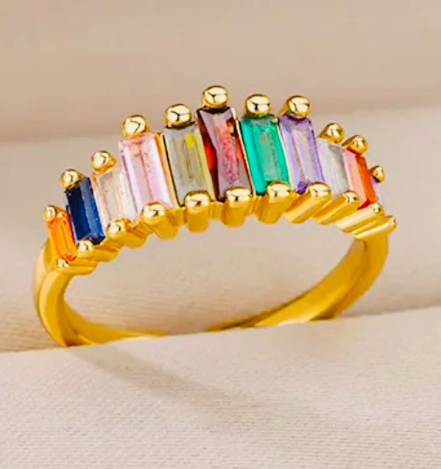 Rainbow CZ Arch Ring