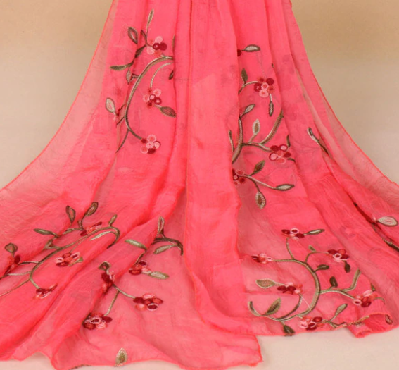 Embroidered Chiffon Scarves