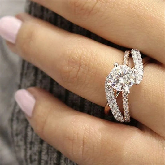 Rose Gold Zircon Stone Promise Ring