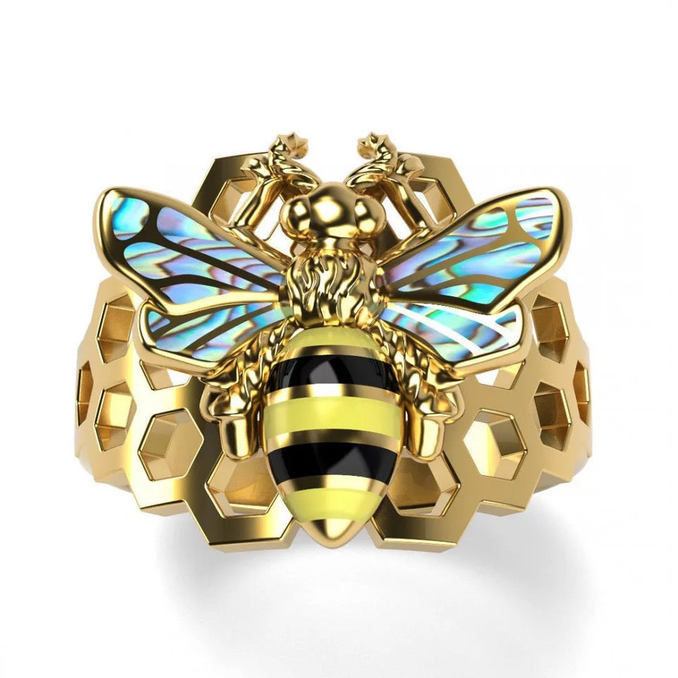 “Save the Bees” Honeycomb Ring