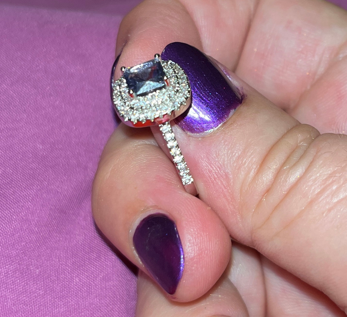 Purple Double Tier CZ Ring