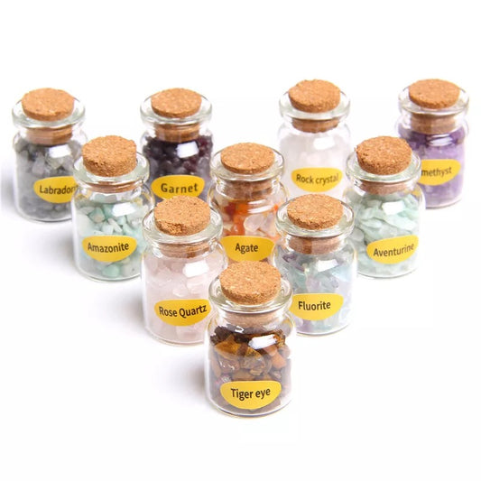 Natural Healing Crystals in Apothecary Bottle