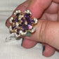 Amethyst CZ Floral Party Ring