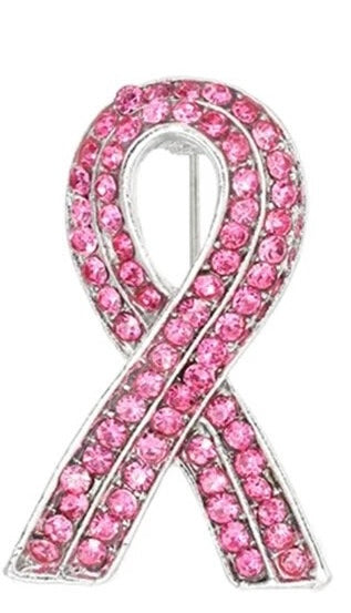 Breast Cancer Awareness Ribbon Rhinestone Pin