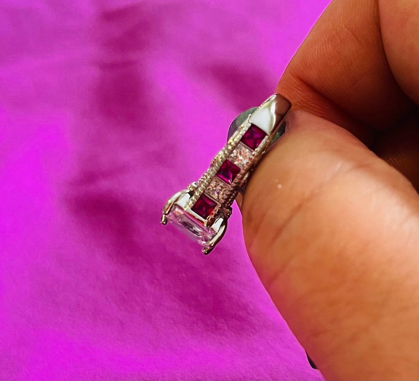 Fuchsia White CZ Ring