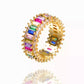 CZ Gold Crown Rainbow Ring