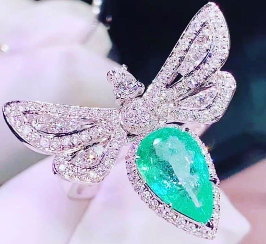 925 Silver Dragonfly Zircon Ring