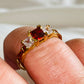 Red & White Square Cut CZ Ring