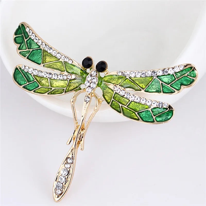 Crystal Vintage Dragonfly Brooch