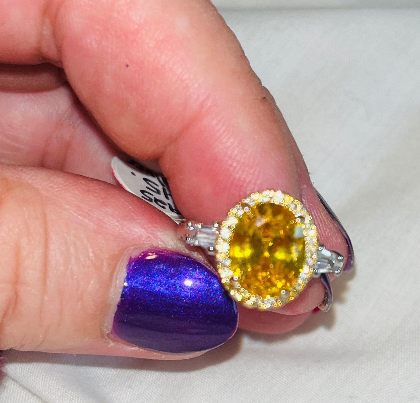 Citrine CZ Halo Oval Cut Ring