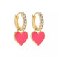 Pastel Heart Crystal Hoop Earrings
