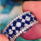 Elegant 925 Silver Cubic Zirconia Simulated Sapphire & Diamond Ring.