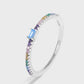 Square Cut Blue Stone Rainbow CZ 925 Silver Ring
