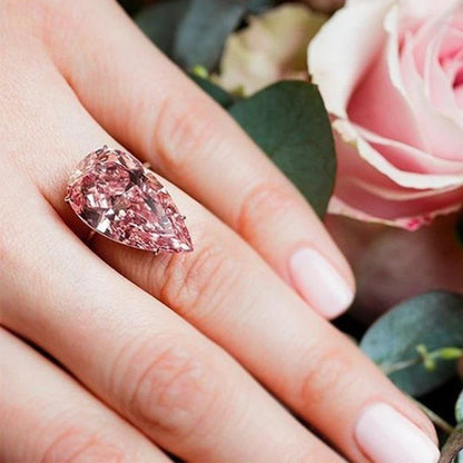 Pink Pear CZ Ring