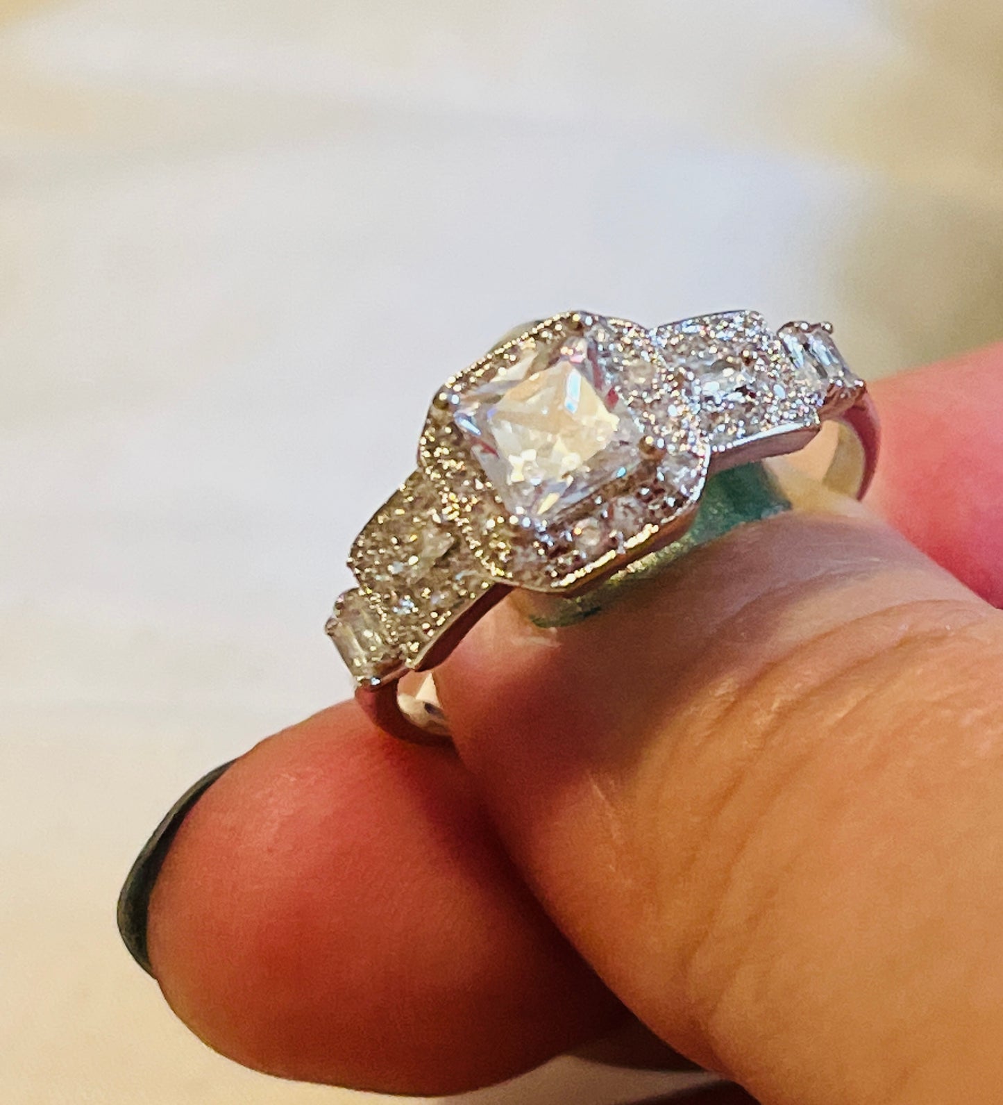 Vintage Square Cut Bling Ring