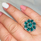 Austrian Crystal Green Flower Ring