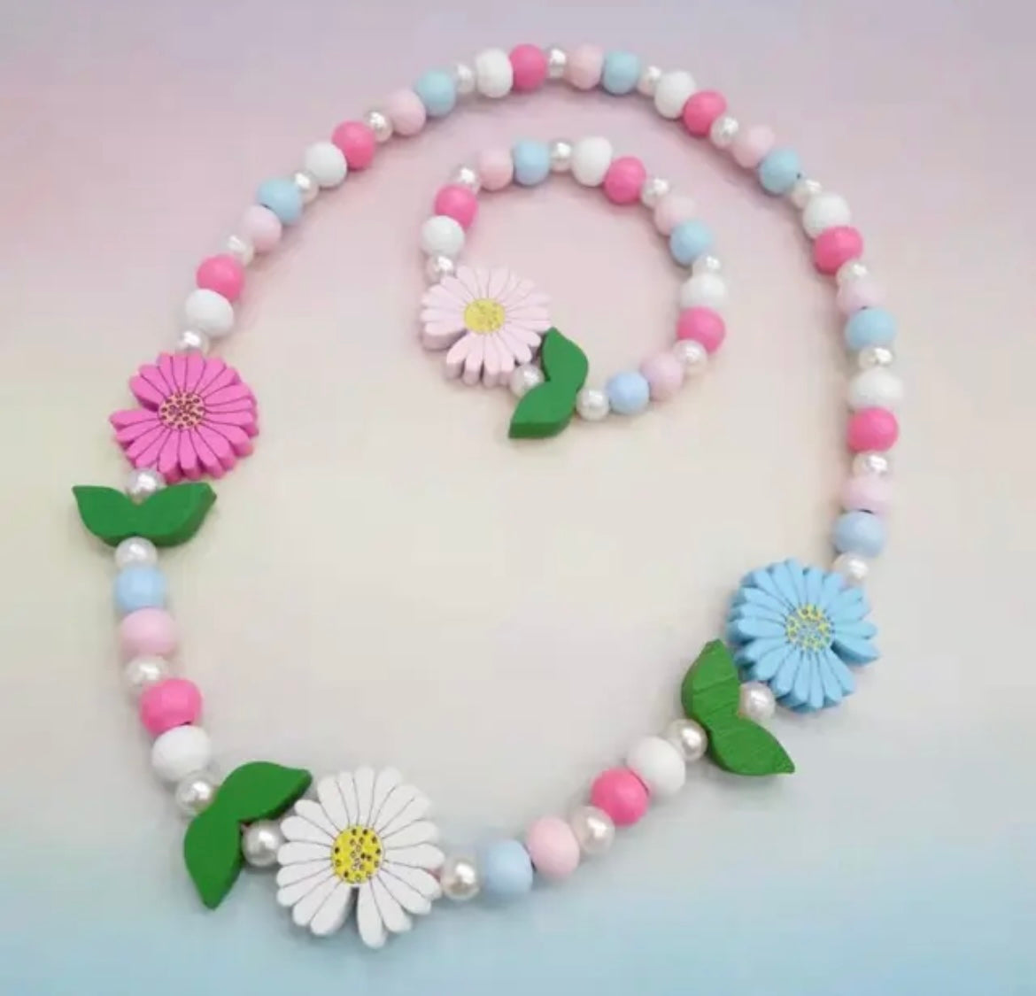 Colourful Wooden Necklace & Bracelet Set