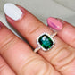 Emerald Green Square Cut CZ Ring