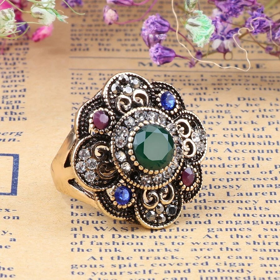 Vintage Turkish-Style Flower Ring