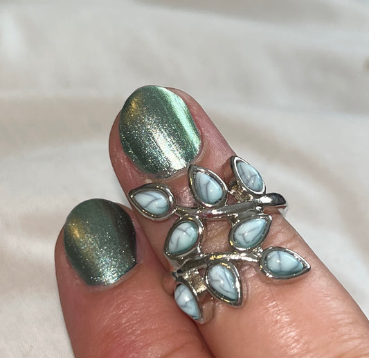 925 Silver Turquoise Leaf Ring