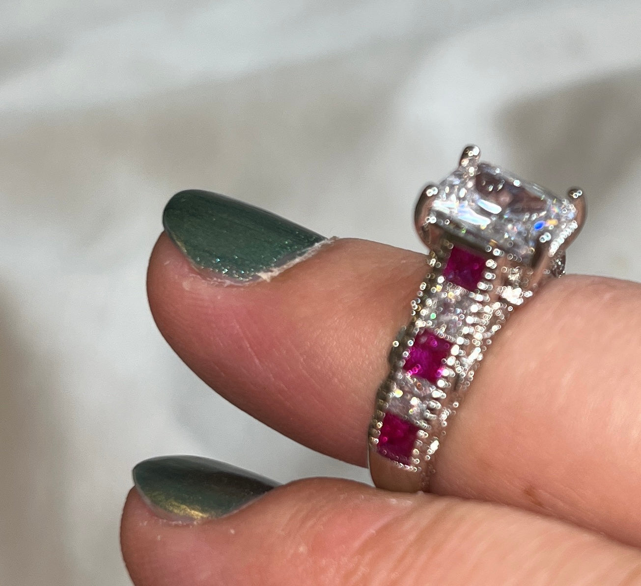 Fuchsia White CZ Ring