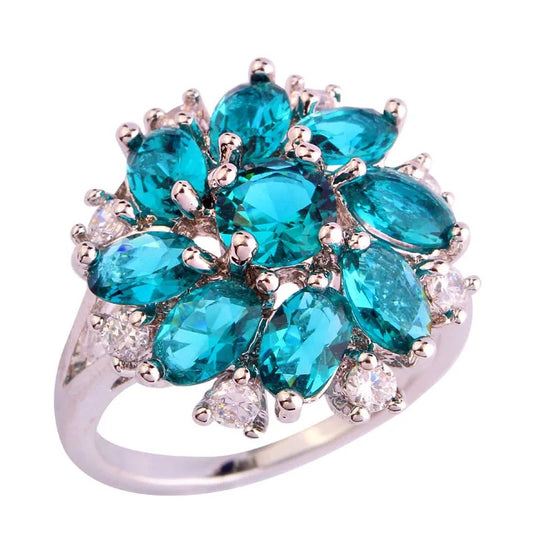 Austrian Crystal Green Flower Ring