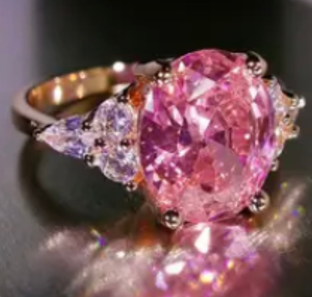 AAA Pink Oval Promise Ring