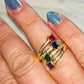 Rainbow Square Zircon Multi-Layer Ring