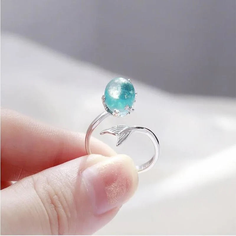 Blue Crystal Mermaid Bubble Ring
