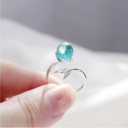 Blue Crystal Mermaid Bubble Ring