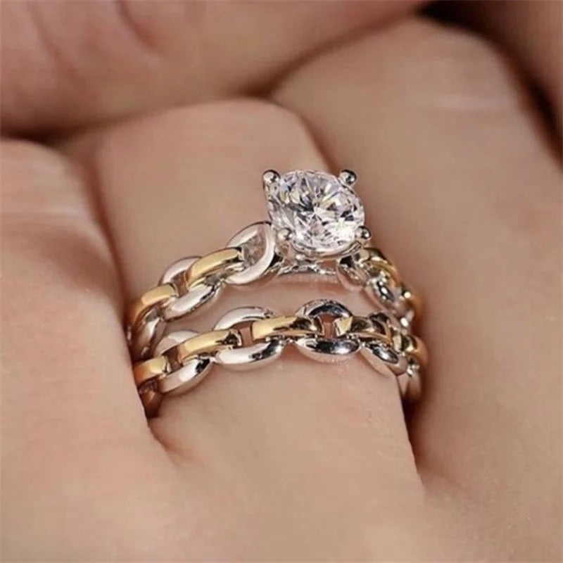 Love Link 2 PC Zircon Ring Set