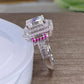 925 Silver White/Rose Red AAA Cubic Zirconia Engagement Ring