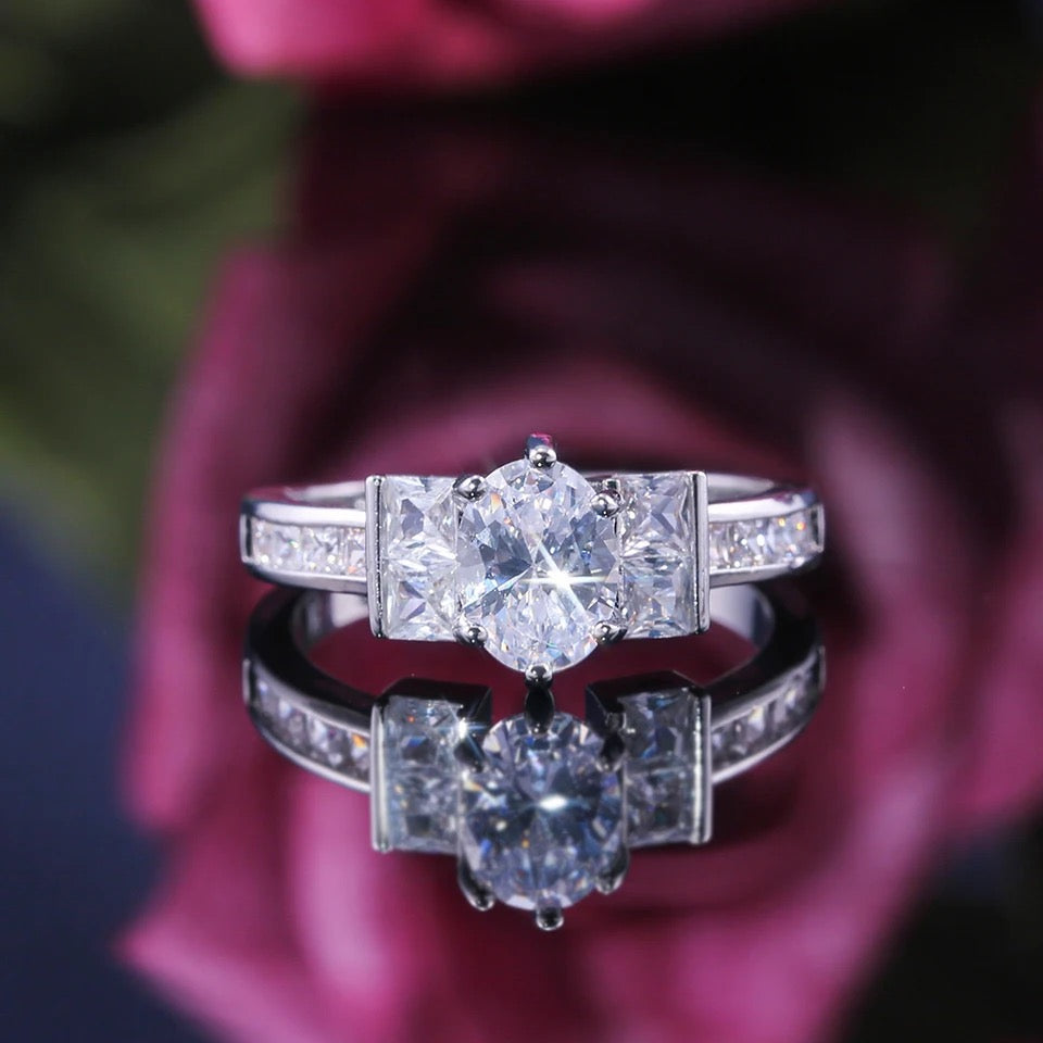 Triple CZ Stone Micro-Paved Brilliant Ring