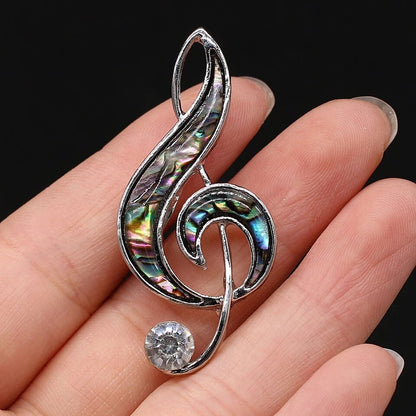 Treble Clef Natural Shell Brooch