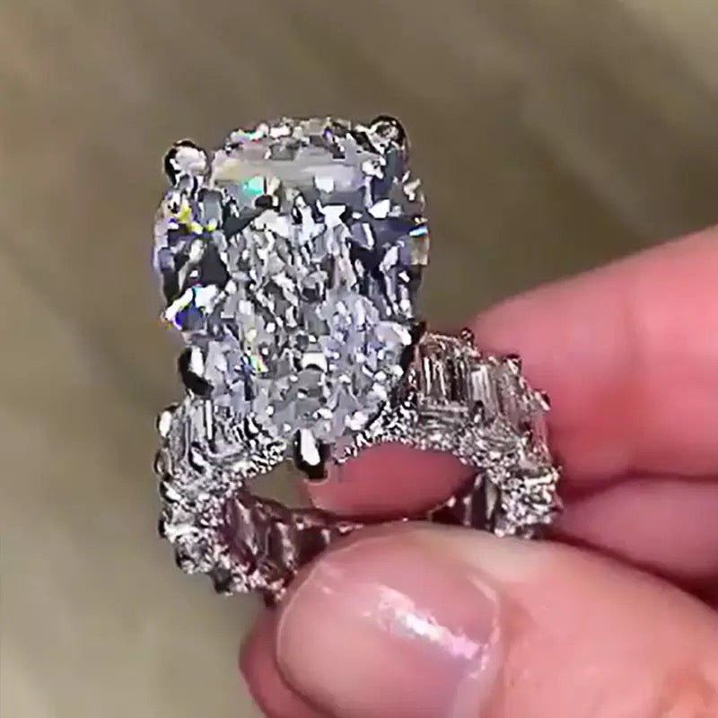 Gorgeous Giant Pear CZ Engagement Ring